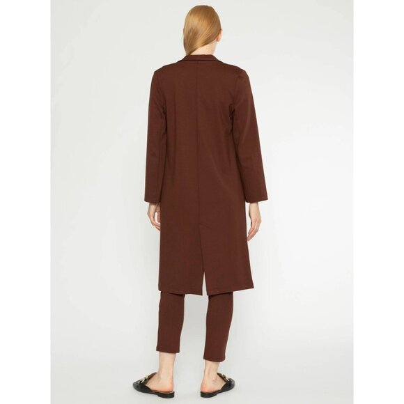 Ripley Rader Size XS Chocolate Brown Ponte Knit Smoking Jacket Tailored Capsule - Picture 3 of 11